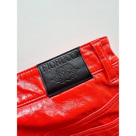 FIORUCCI Yves Orange Cigarette Vinyl High Rise Slim Straight Pants, Size 28 - Picture 10 of 15